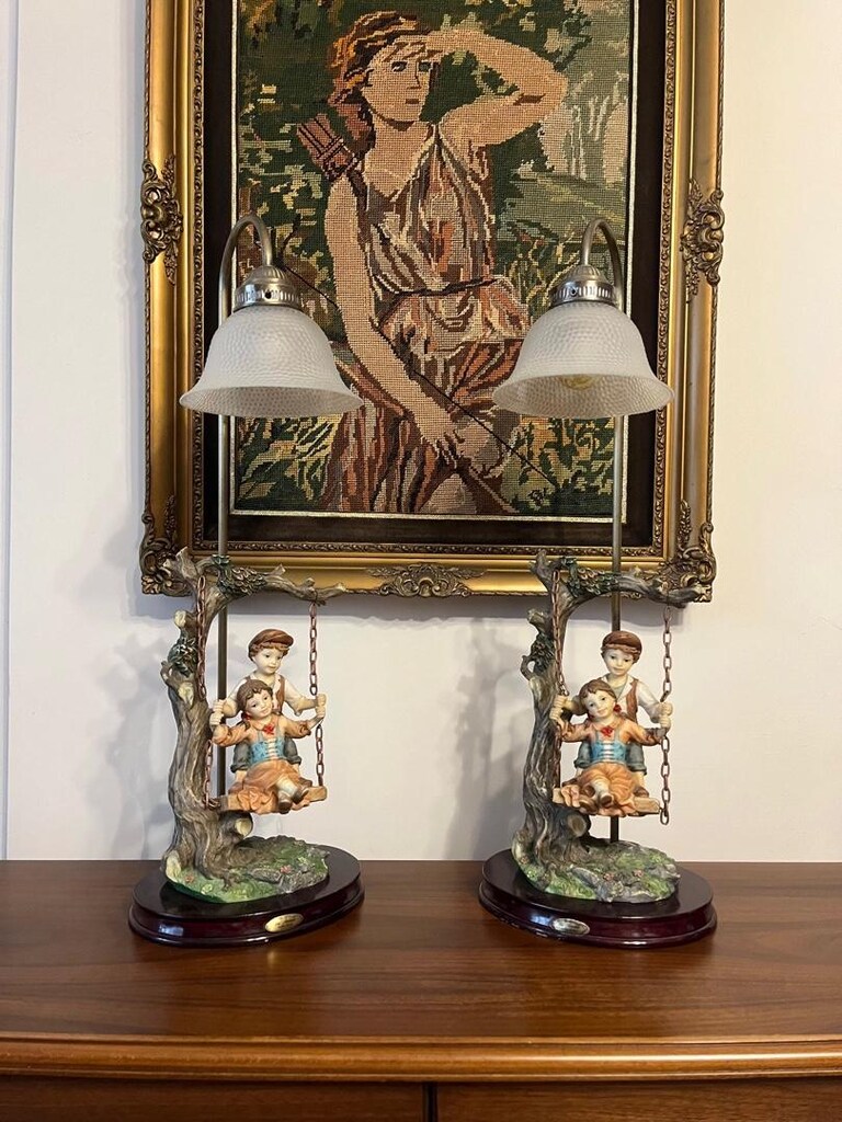 Vintage La Anina Collection Çift Gece Lambası Abajur - 5