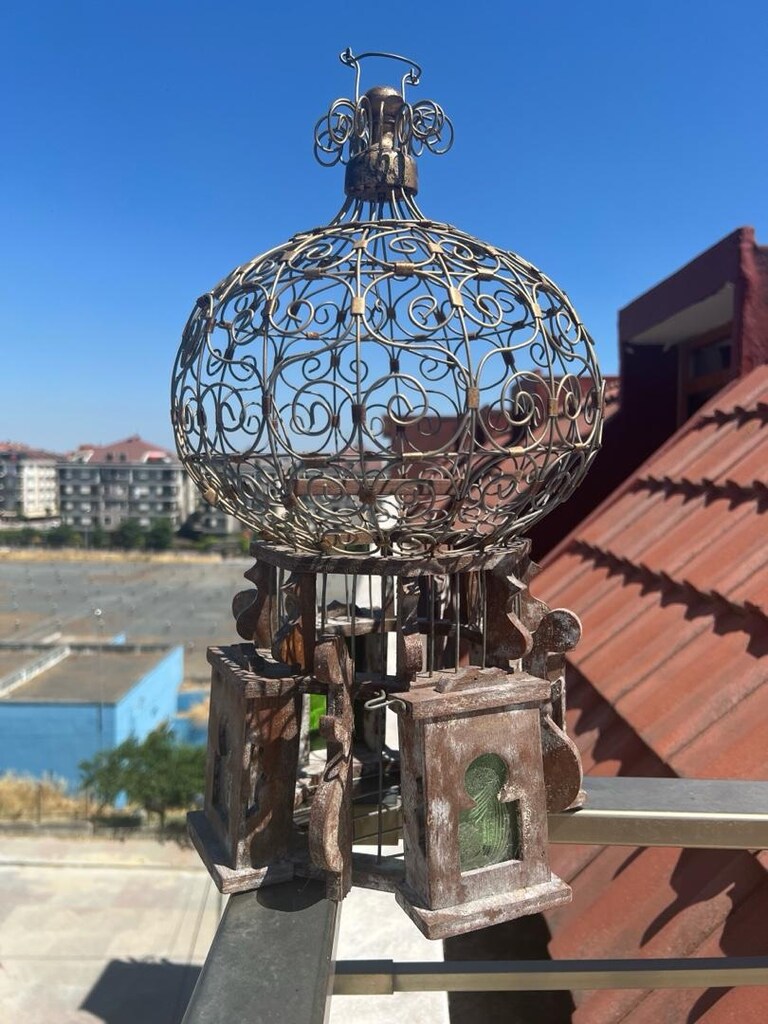 SON FİYAT Vintage Antika Altın Renk Kuş Kafesi Nadir - 3