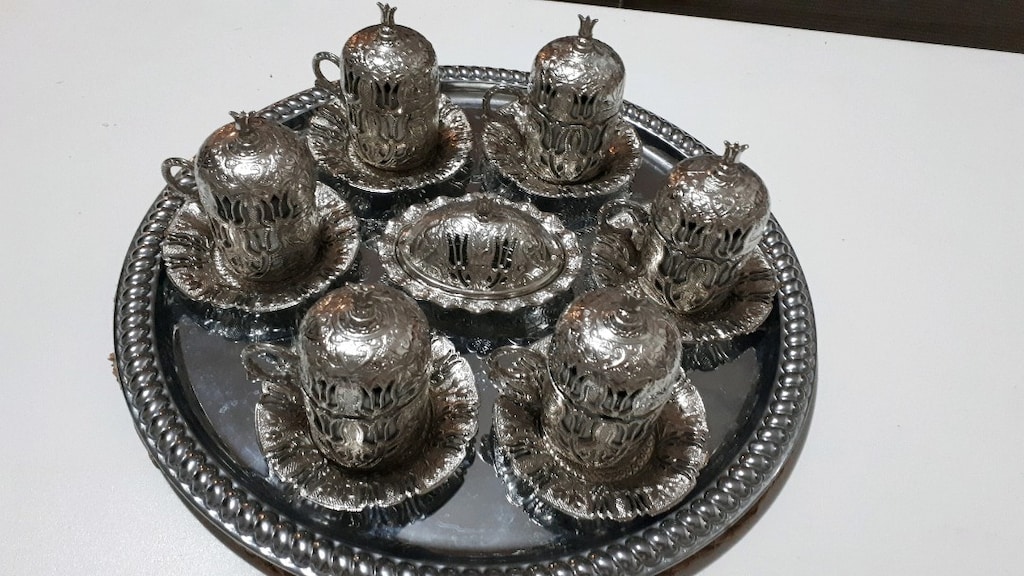 tepsili 6li lokumluklu tam takım kahve fincan takımı - 4