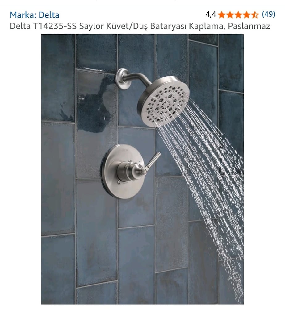 Delta T14235-SS Saylor Duş Bataryası ve Duş Başlığı Seti Paslanmaz - 2