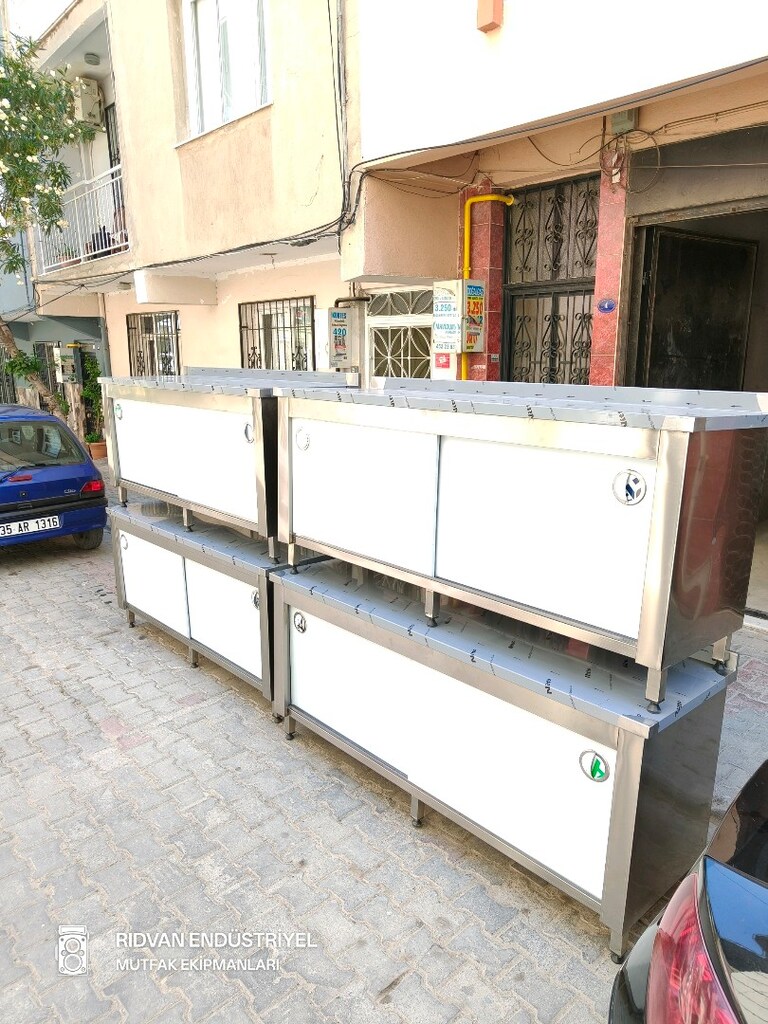 krom tezgah hazır mutfak krom çalışma tezgahı 190 cm paslanmaz krom - 16