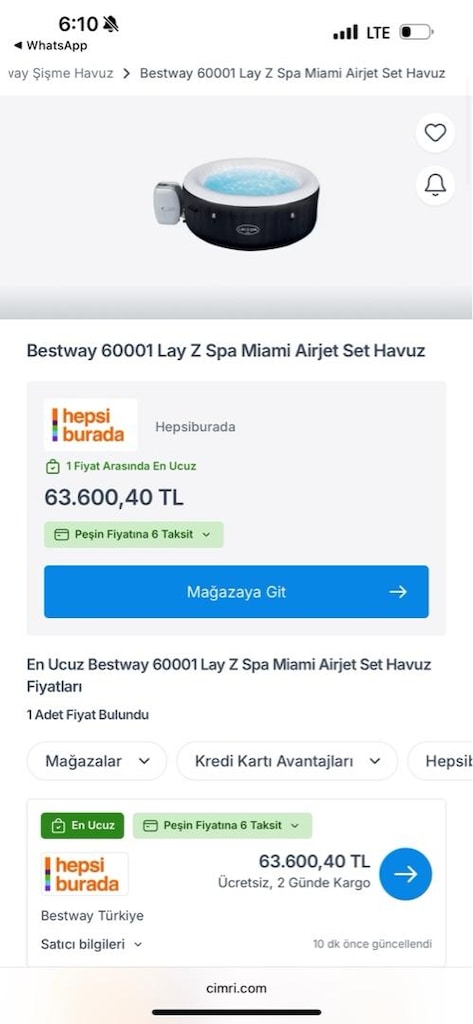 Bestway Lay-z-spa Miami Airjet 6001d Enerji Tasarruflu Şişme Spa Hav