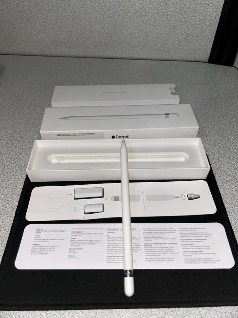 Apple Pencil 1. Nesil Tablet Kalemi - Yedek Uç ve Aparat - Basınç Has.