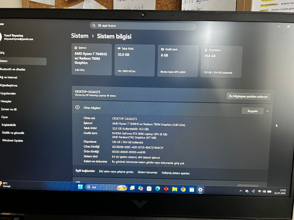 Temiz HP Victus Gaming Full Set - 2