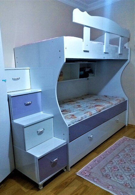 Sürgü Çekmeceli 2+1 Yataklı RANZA ve 4 Basamaklı Merdiven Takım