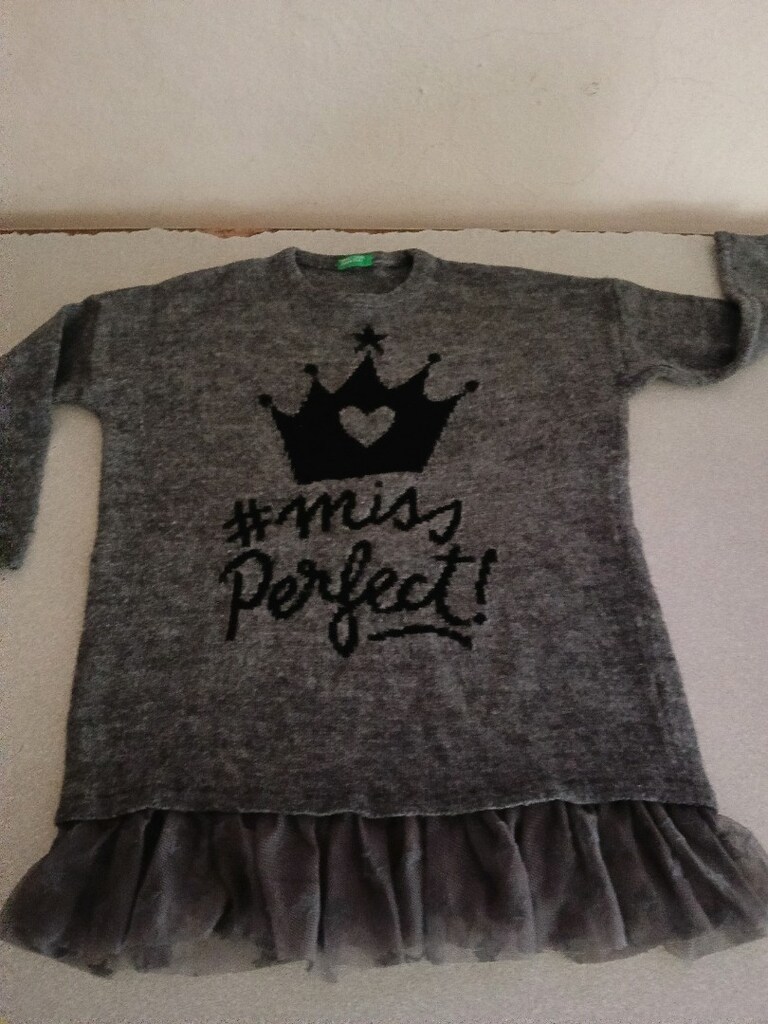Gri Yün Sweatshirt Kazak Bluz Benetton marka - 7