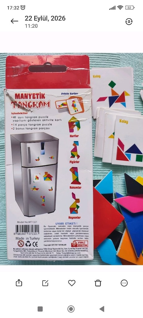 Manyetik yazı tahtası tangram harf rakam eğitici oyuncak - 5