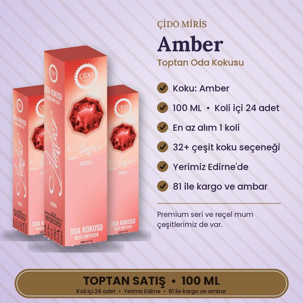 AMBER ODA KOKUSU 100ML ÇİDO MİRİS TOPTAN 24'LÜ KOLİ - 2
