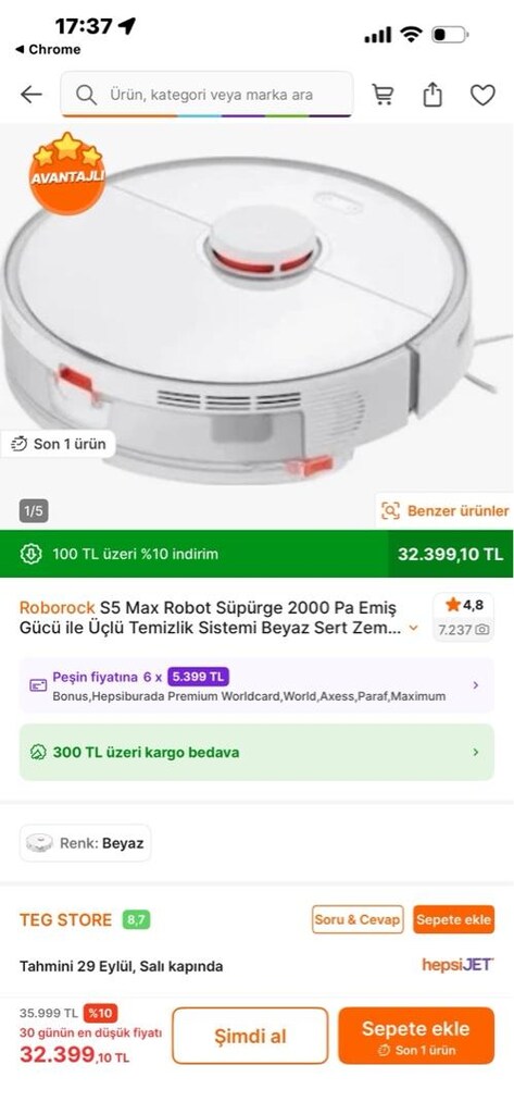 Roborock S5 Max Vakuum Cleaner Siyah Akıllı Robot Süpürge Ve Paspas - 8