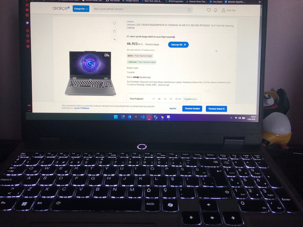 1 Yıl Garantili Lenovo LOQ - i5 12600HX / RTX 4050 / 24GB RAM