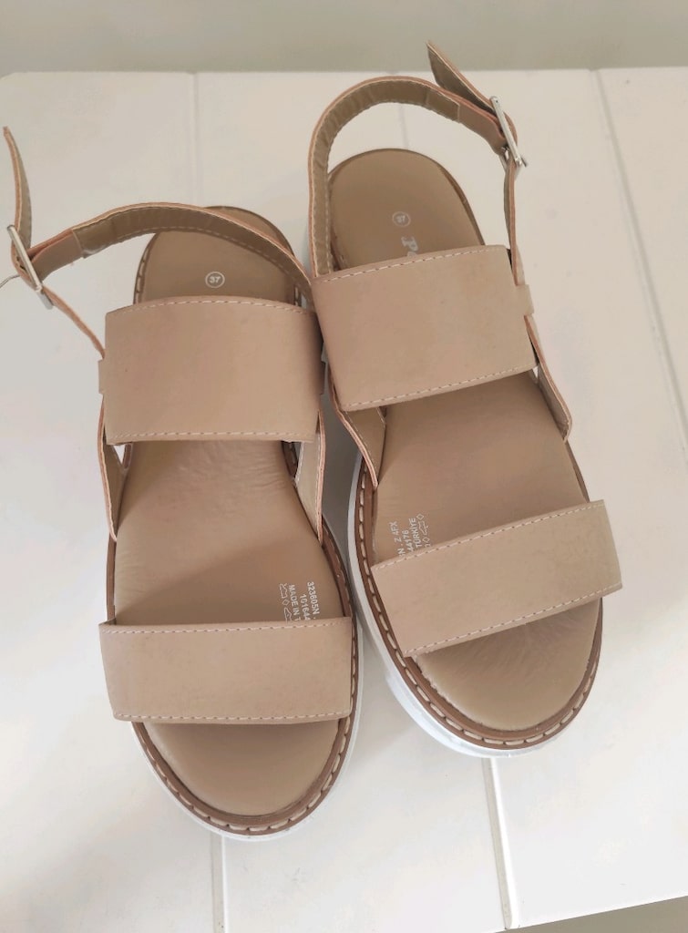 FLO POLARİS 37 NUDE PUDRA BANT DERİ SANDALET hm koton zara MNG - 5