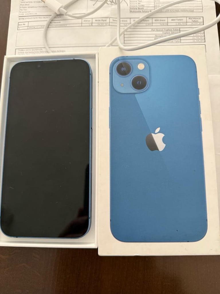 İphone 13 Kutu Fatura Kalbosuyla Mavi 74 Pil 128 GB Temiz TR - 2