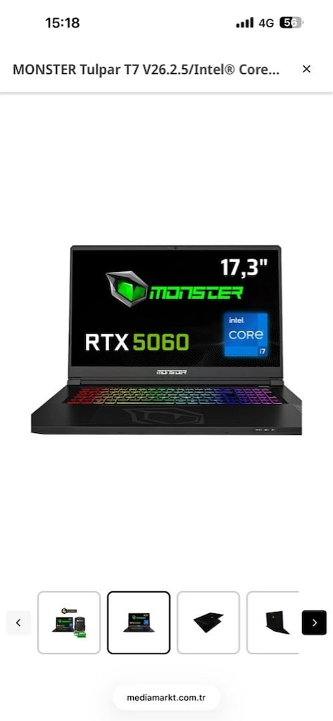 monster T7 V26.2.5 17.3 ekran RTX 5060