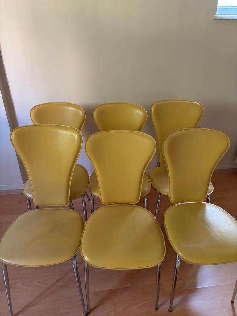 sandalye gerçek deri metal 6 adet - 3
