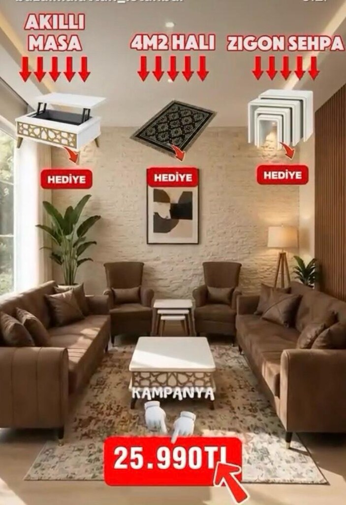Koltuk takımı sıfır İmalattan halı sehpa akıllı masa hediyeli - 6