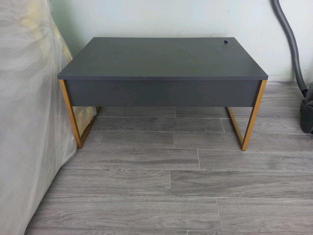Loft Tarz Gold Metal Ayaklı Koyu Gri Sehpa - Çok Temiz - 2