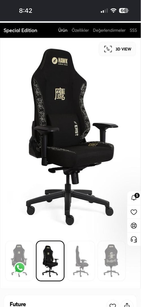 Hawk Gaming Chair Future East Kumaş Oyuncu Koltuğu Özel Seri - 4