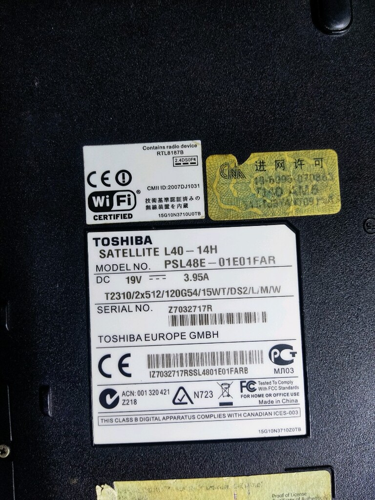 Toshiba satalite L40 14h laptop - 7