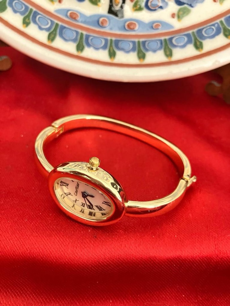 Cartier beyaz Kadranlı Gold Kelepçe Kadın Saat - 4