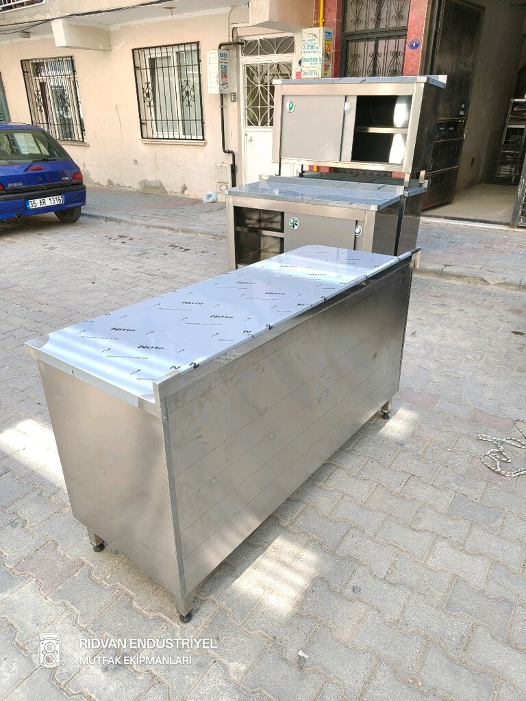 krom tezgah endüstriyel hazır mutfak krom çalışma tezgahı 160 cm tezğa - 7