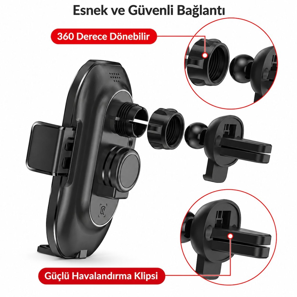 A7 15W Wireless Şarjlı Araç Telefon Tutucu Otomatik Sensörlü - 11