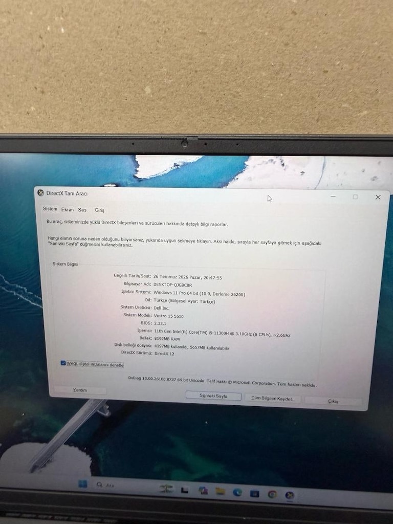 DELL İ5,11 (51) 8 ram 256 ssd - 8