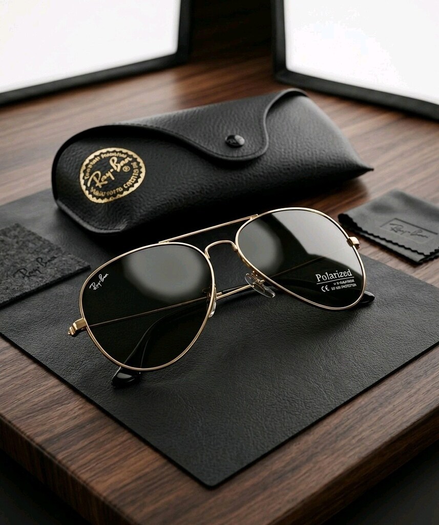 RayBan Gold Çerçeveli Siyah Polarize Cam Klasik Aviator Güneş Gözlüğü