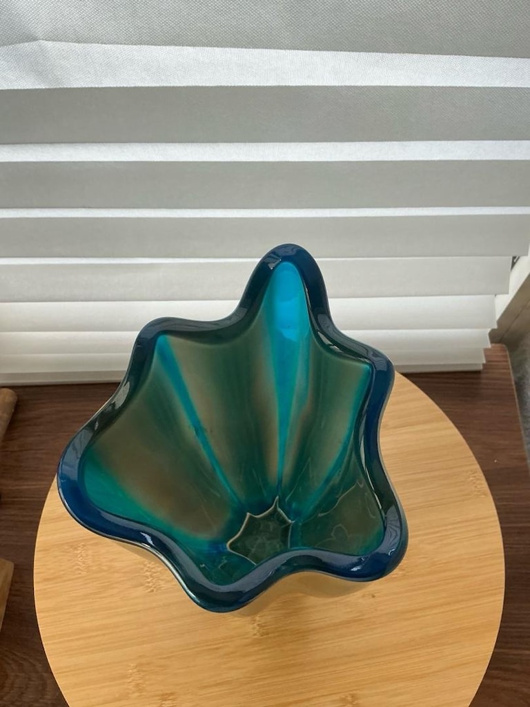 turkuaz cam vazo-24 cm - 3
