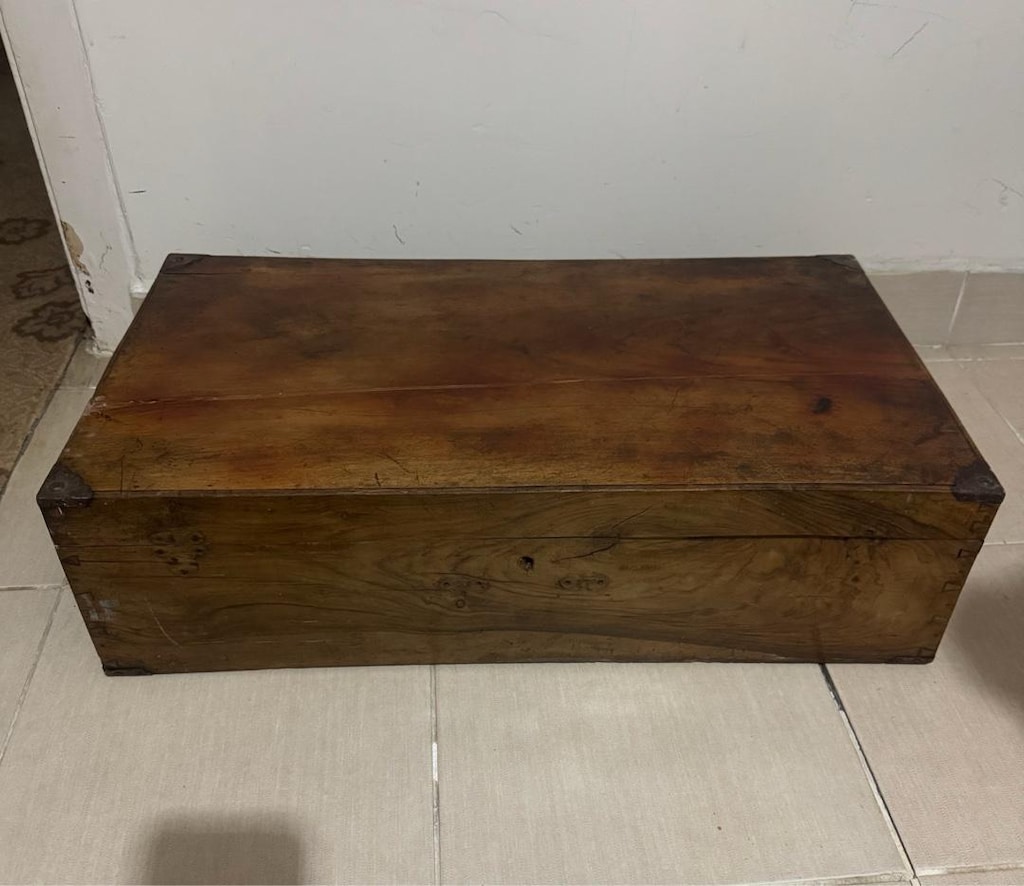Vintage Masif Ahşap El Yapımı Valiz Sandık 70x38x20 cm