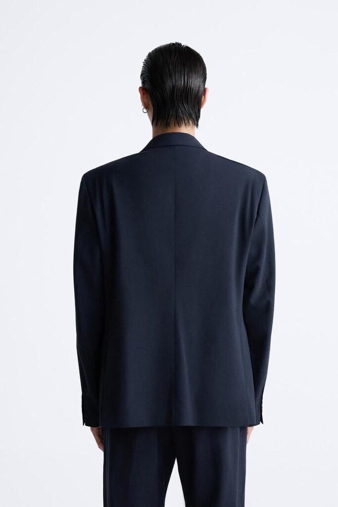 zara %100 yün çok şık lacivert blazer ceket - 2
