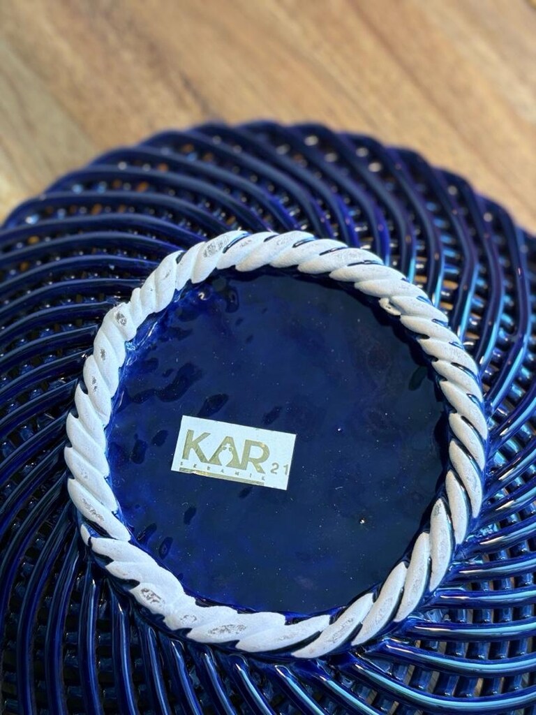 Vintage Kobalt Seramik Sunum Tabağı - 6