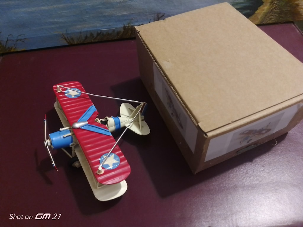 MNK Dekoratif Metal Model Mavi Sarı Tasarımlı Uçak - 2