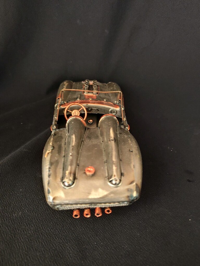 El Yapımı Vintage Metal Yarış Arabası Biblo - Kaynak Detaylı Dekoratif - 4