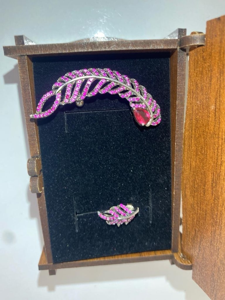 Gümüş Küpe Pembe taşlı - 3