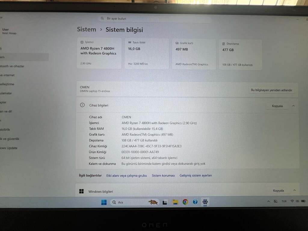 HP Omen 15 - Ryzen 7 4800H / 16 GB RAM / 512 GB SSD - 7