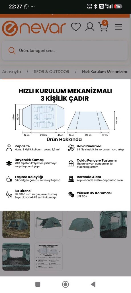 North Pacific 3 Kişilik Çadır - 7