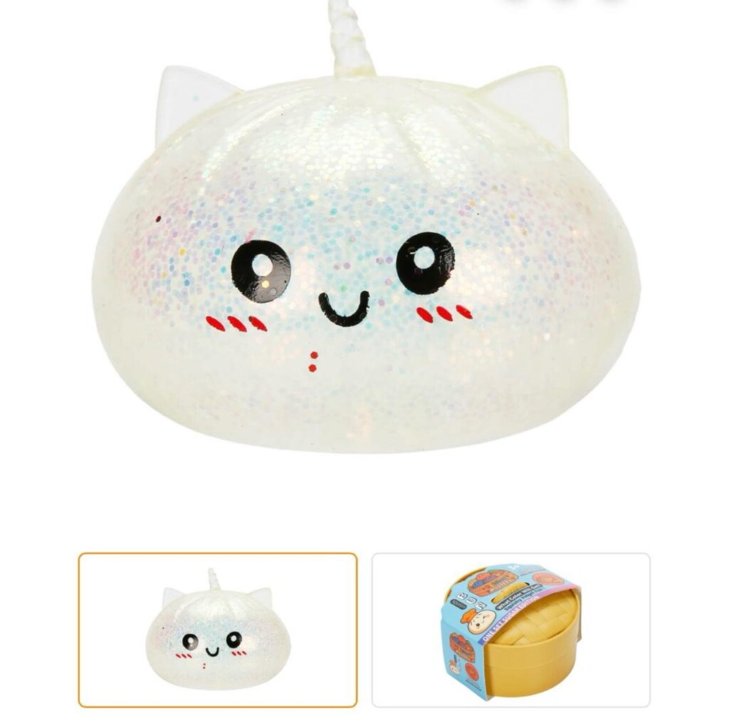 Çin Mantısı Simli Seffaf Kedicik Squishy Oyuncak - 3