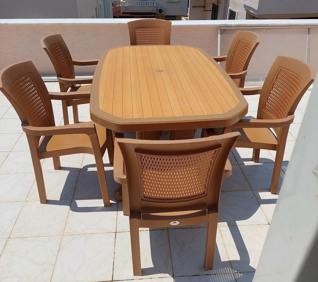 Papatya 6 Kişilik Bahçe Balkon Masa – 6 Holiday Sandalye – Çok temiz - 3
