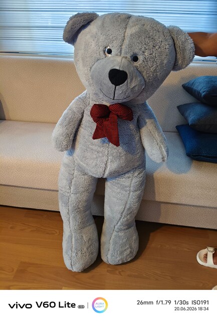 130 cm.Papyonlu Peluş Büyük Ayıcık