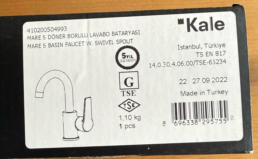 Sıfır Kale Mare S Borulu Lavabo Batarya musluk - 5