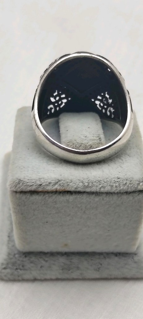 925 Ayar Gümüş Oksitli Geometrik Desenli Taşsız Erkek Yüzük – 7,5 Gram - 7