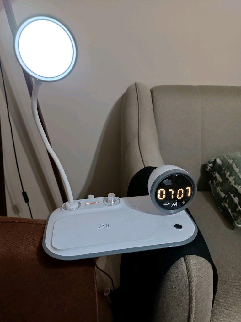 S-link SL-CW21 15 W Kablosuz Şarjl Cihazlı Saatli Beyaz Masa Lambası - 4