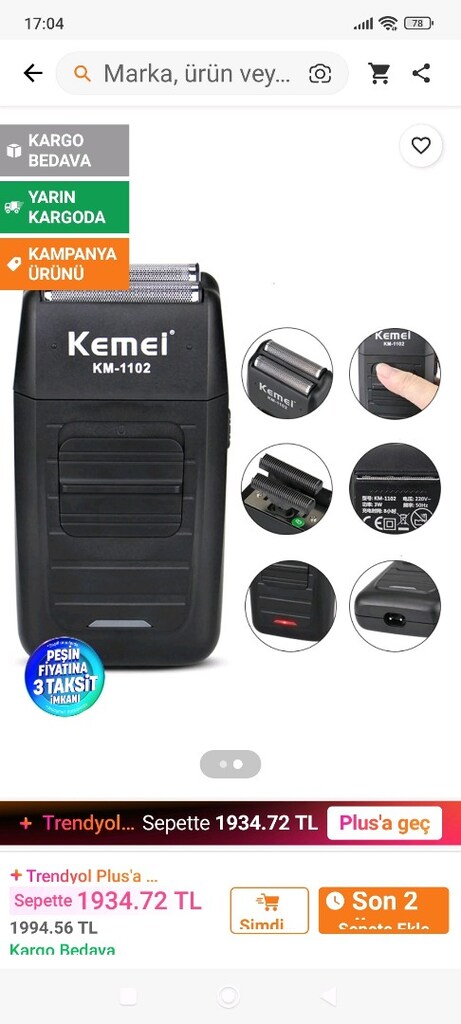 KEMEİ KM-1102 TRAŞ MAKİNESİ (Sfır) - 7
