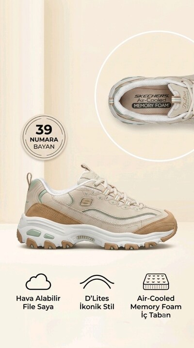 Skechers D'lites Kadın Bej Sneakers