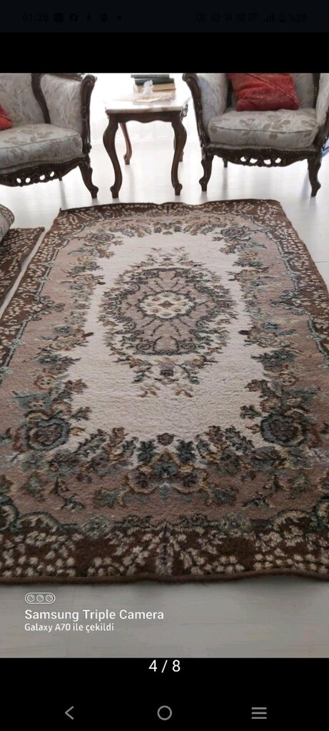 120+205cm Isparta el dokuma yün halı - 4