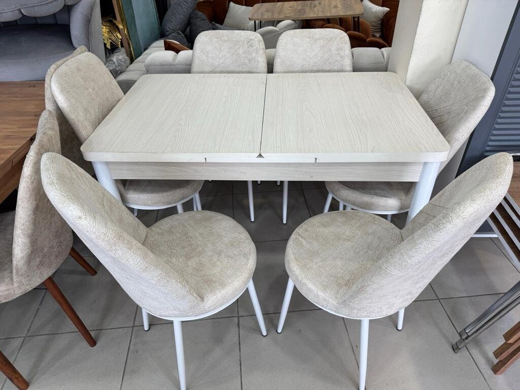 SIFIR 6 SANDALYE AÇILIR YEMEK MASASI TAKIM HALİNDE - 5