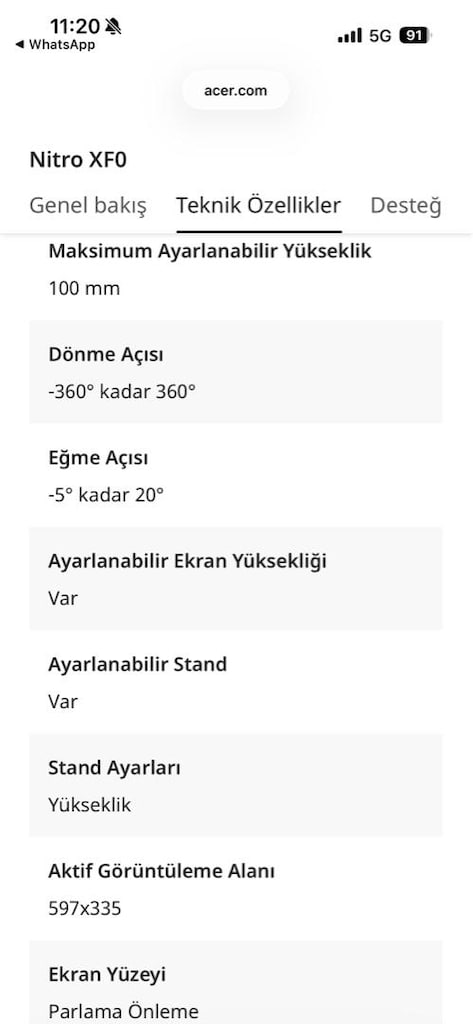 ACER Nitro XF270X1 Oyuncu Monitörü - 8