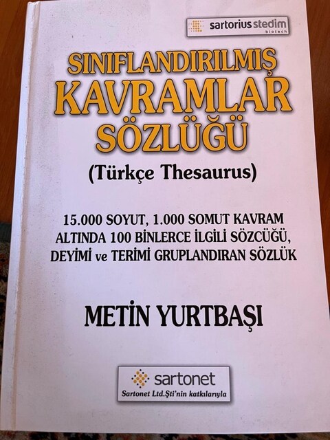 sınıflandırılmış kavramlar sözlüğü, metin yurtbaşı