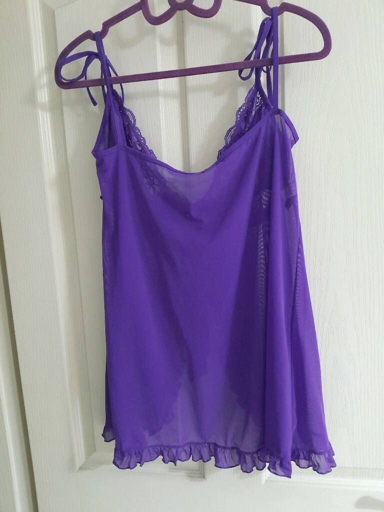 Sifir gibi, L-40, mor, ince askili, bagcikli firfirli bluz - 6