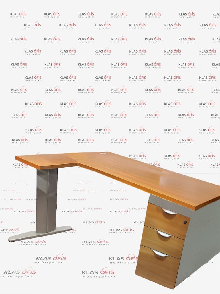 KLAS OFİS PENDİK 180x70 CEVİZ RENK L KESONLU ÇALIŞMA MASASI - 4